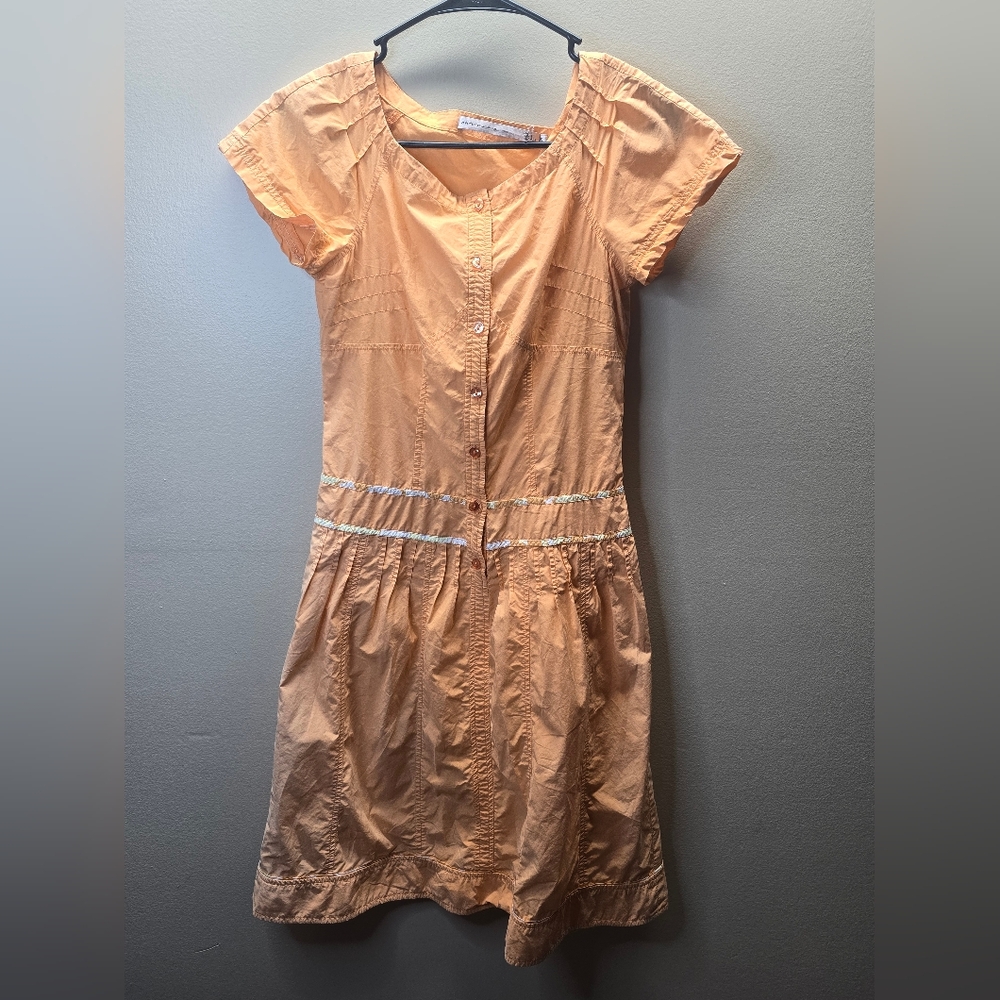 NWOT Artistic Domain Chic Button-Front Orange Mini Dress